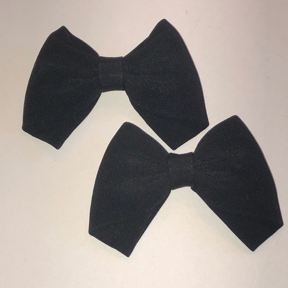 Vintage Black Fabric Bow Retro Boho Shoe Clips